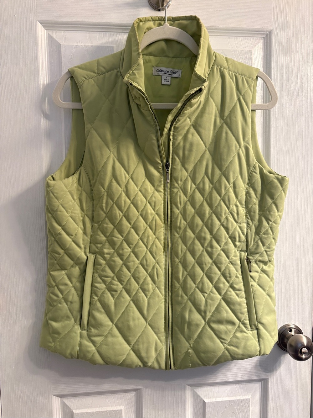 Coldwater Creek Quilted Pale Green Sleeveless Puffer Vest #0341